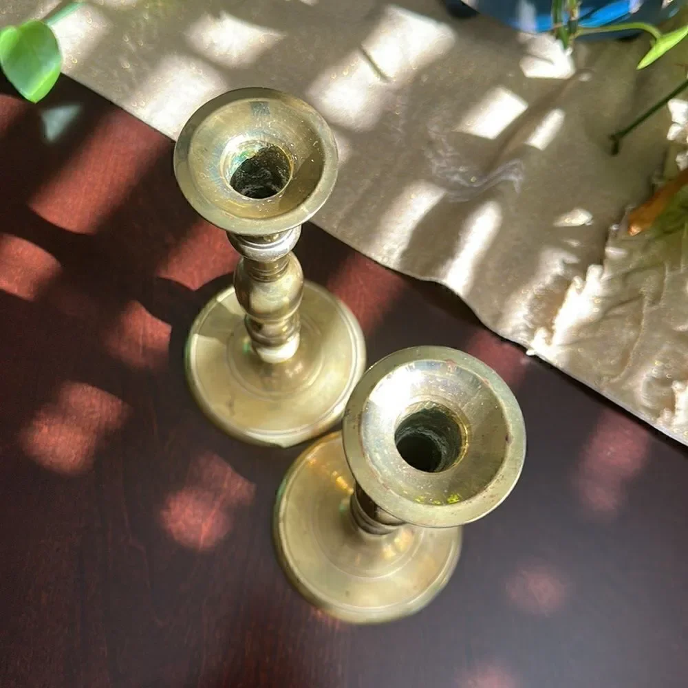 Vintage Brass Set Of Candleholders (2)